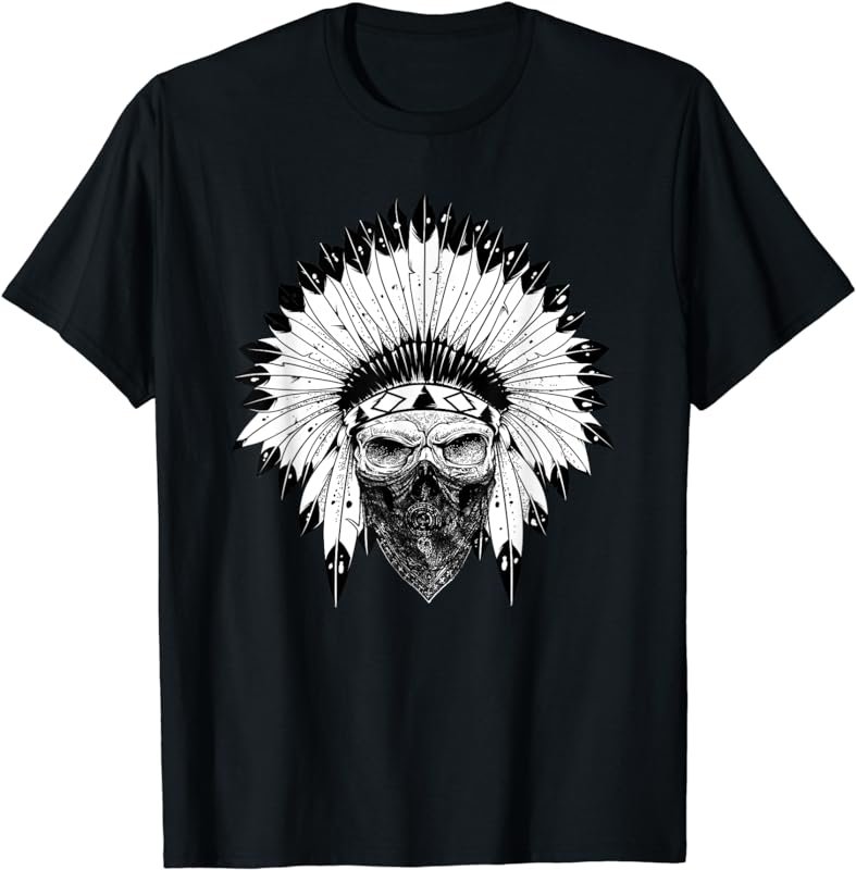 Indian Skull Rag Tshirt, Native American Tattoo, Zany Brainy
