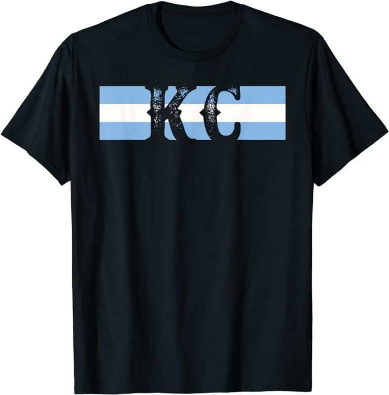 Retro Vintage Blue Stripes KC Kansas City T-Shirt