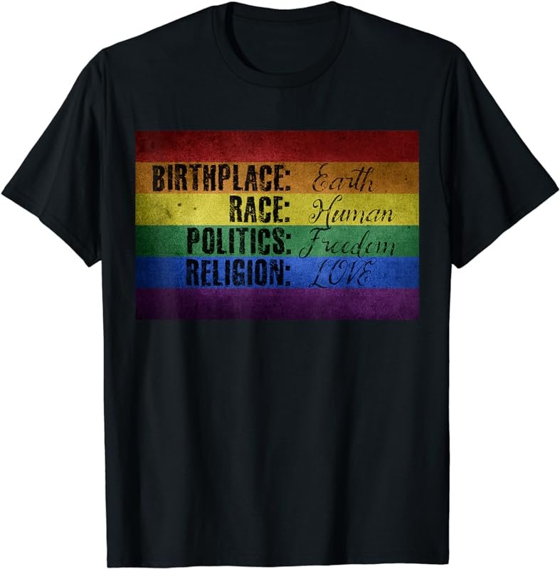 LGBT Rainbow Flag Promoting Pride Equality and Love T-Shirt