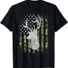 Deer Whitetail Buck American Camo US Flag Deer Hunting T-Shirt