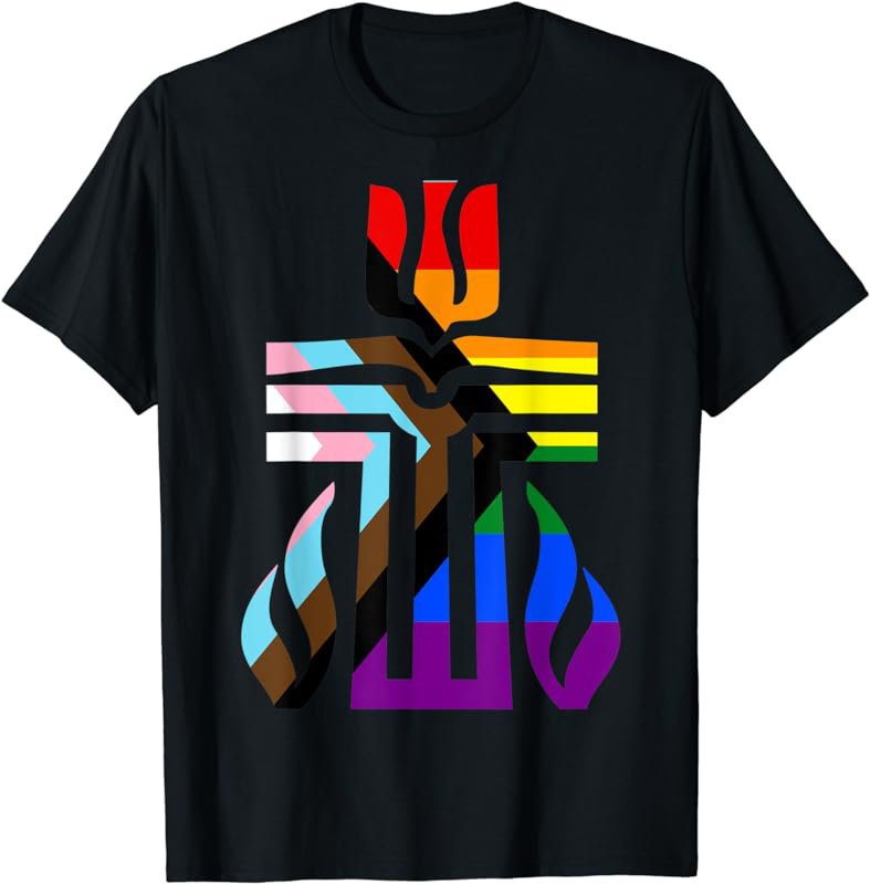 LGBTQ Progress Pride Presbyterian Cross Gay Trans Rainbow T-Shirt