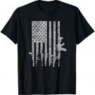 Distressed American Flag Guns T-Shirt Cool Pro Gun Top Tee