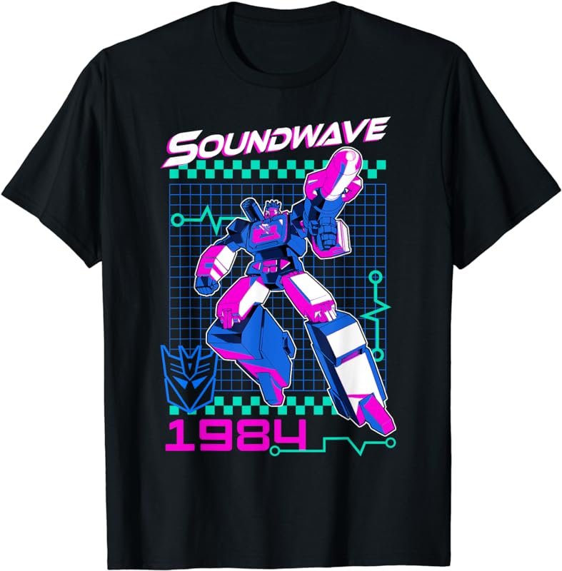Transformers Soundwave 1984 Retro Grid Logo T-Shirt