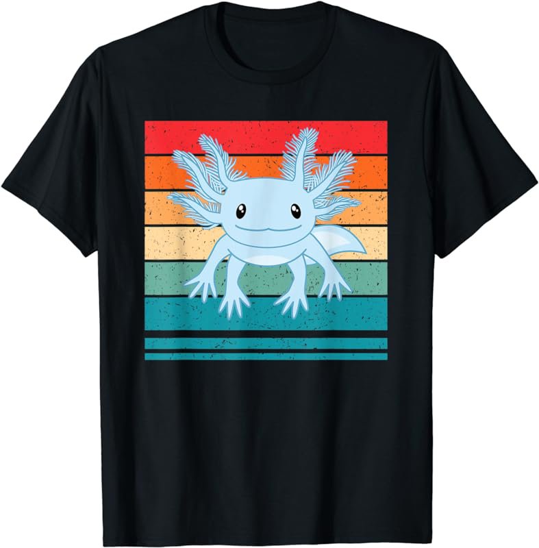 Blue Axolotl Funny Axolotls Retro Vintage Kawaii Aesthetic T-Shirt