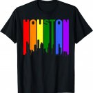 Houston Texas LGBTQ Gay Pride Rainbow Skyline T-Shirt