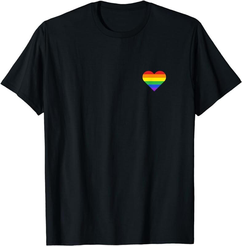 Rainbow Striped Heart Subtle LGBT Pride Month Gay Rights T-Shirt