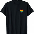 Rainbow Striped Heart Subtle LGBT Pride Month Gay Rights T-Shirt
