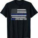 Blue Lives Matter Thin Blue Line American Flag Cop T-Shirt