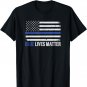 Blue Lives Matter Thin Blue Line American Flag Cop T-Shirt