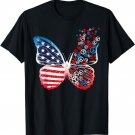 Butterfly Patriotic Peace Signs 4th of July US Flag T-Shirt