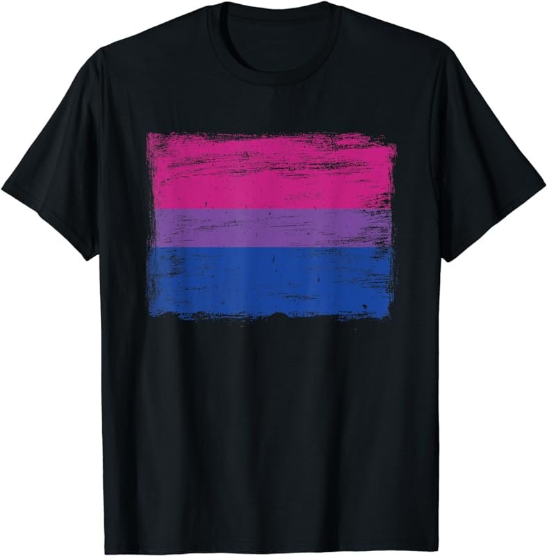 Vintage Painted Bisexual Pride Flag Pink Purple Blue T-Shirt