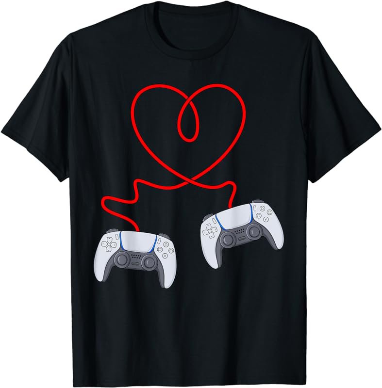 Video Gamer Controllers Valentines Day Heart Boys Kids T-Shirt