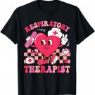 Retro Valentines Day Respiratory Therapist Groovy Cute Heart T-Shirt