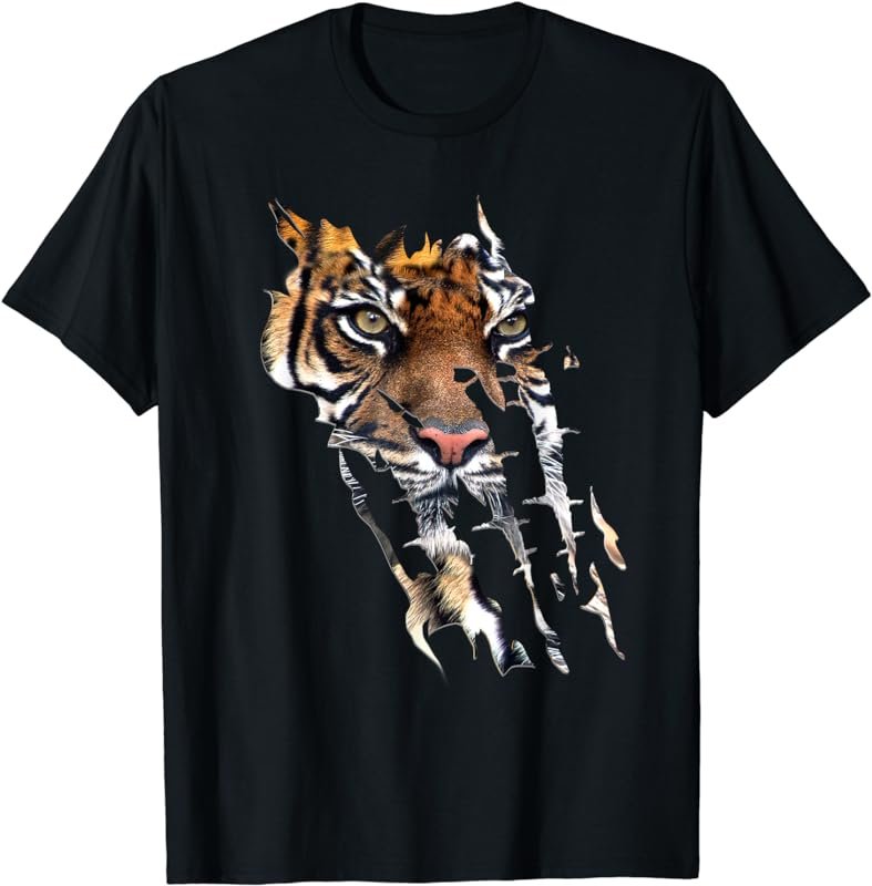 Tiger Head t Shirt Wild Cat Tigers skin paw print Men, Kids