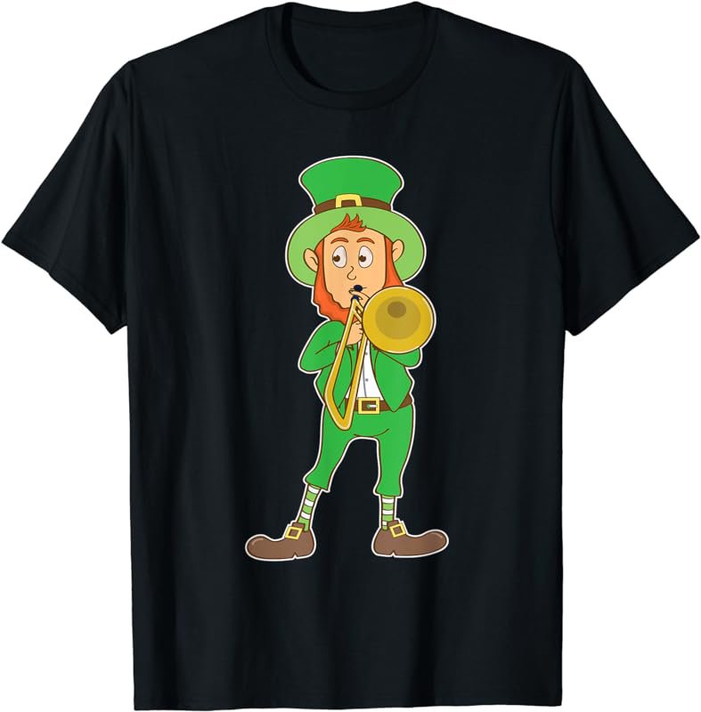 St Patrick's Day Lucky Leprechaun Shirt Playing Trombone T-Shirt
