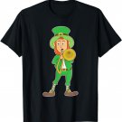 St Patrick's Day Lucky Leprechaun Shirt Playing Trombone T-Shirt
