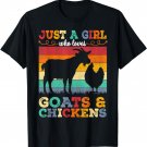 Retro Vintage Just A Girl Who Loves Chickens & Goats Farmer T-Shirt