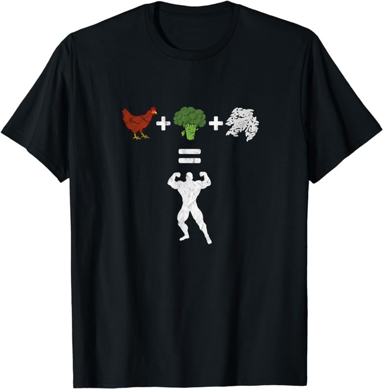 Chicken Broccoli Rice Bodybuilding Diet Funny Sport Workout T-Shirt