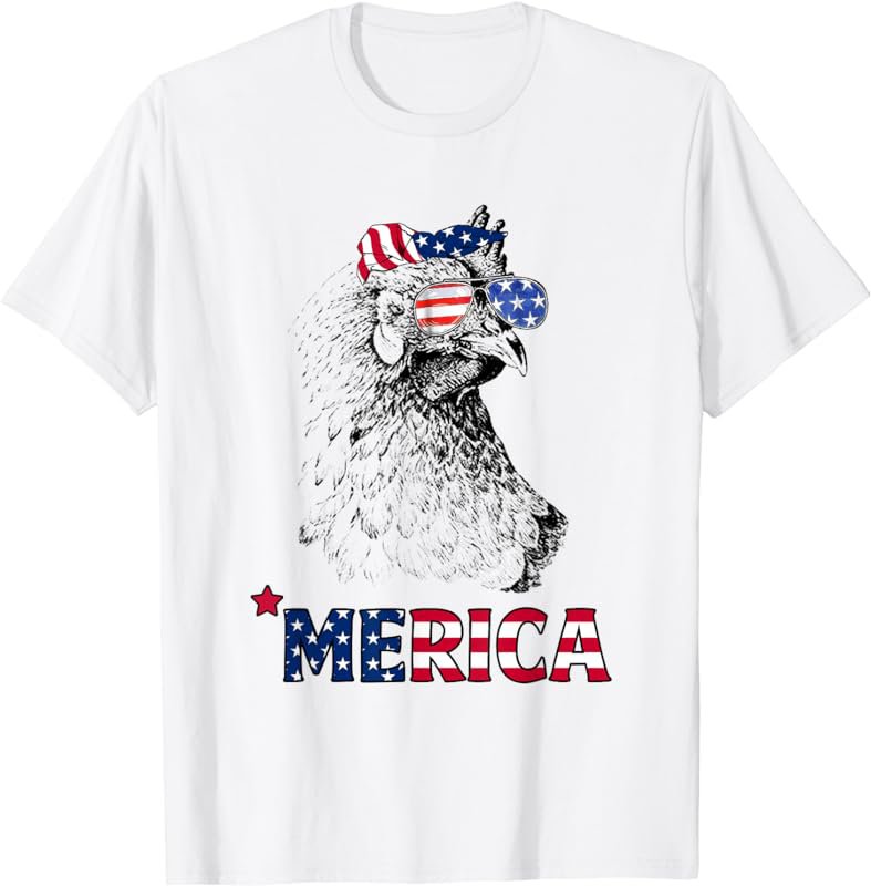 Chicken &acirc;��Merica American Flag Chicken Mom Funny 4th Of July T-Shirt