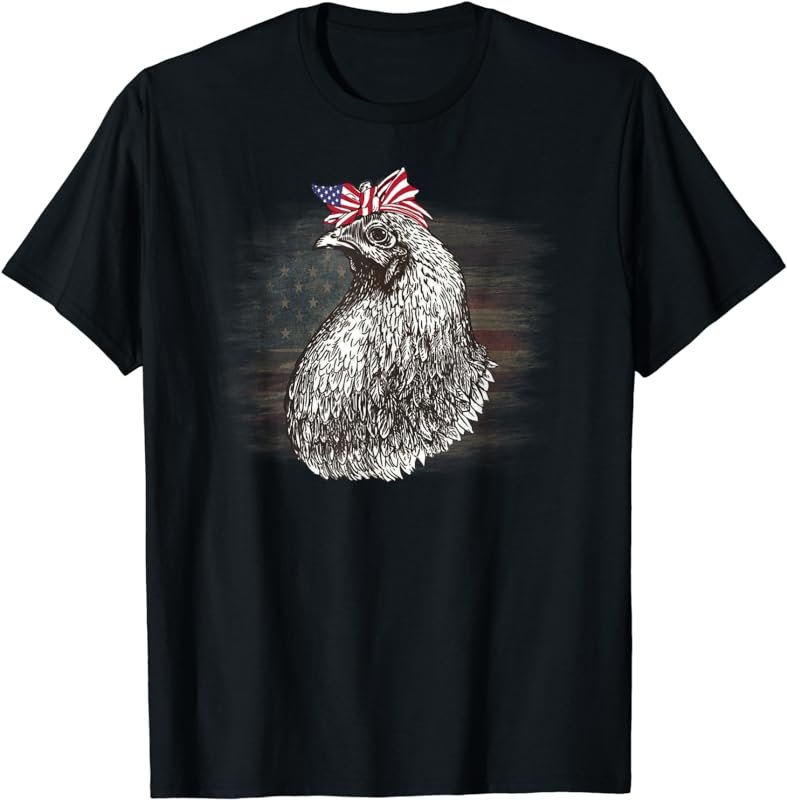 USA American flag chicken 2018 4th of July Tshirt for women