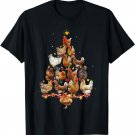 Chicken Christmas Tree Lights Love Chicken Farmer Xmas Cute T-Shirt