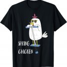 Spring Chicken Chicken On Pogo Stick Funny Chicken T-Shirt