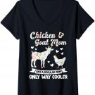 Womens Chicken & Goat Mom like a regular Mom Chicken V-Neck T-Shirt