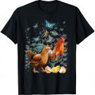Farmer Gift Farm Animal Butterflies Rooster Hen Chicken T-Shirt
