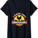 Womens I Raise Tiny Dinosaurs Chicken Lover V-Neck T-Shirt