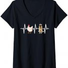 Womens Hen Chicken Anatolian Shepherd Dog Heartbeat Dog Lover V-Neck T-Shirt
