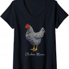 Womens Chicken Mama Black Barred Plymouth Rock Hen Mom Bird Lovers V-Neck T-Shirt