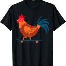 Rooster Chicken Skateboard Farm Poultry Skateboarder T-Shirt