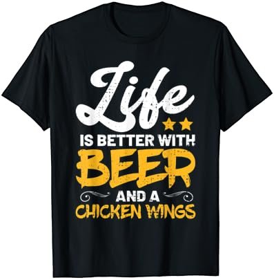 Beer and Chicken Wing Retro Hot Spicy Wings Foodie Gifts T-Shirt