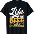 Beer and Chicken Wing Retro Hot Spicy Wings Foodie Gifts T-Shirt