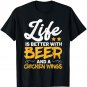 Beer and Chicken Wing Retro Hot Spicy Wings Foodie Gifts T-Shirt