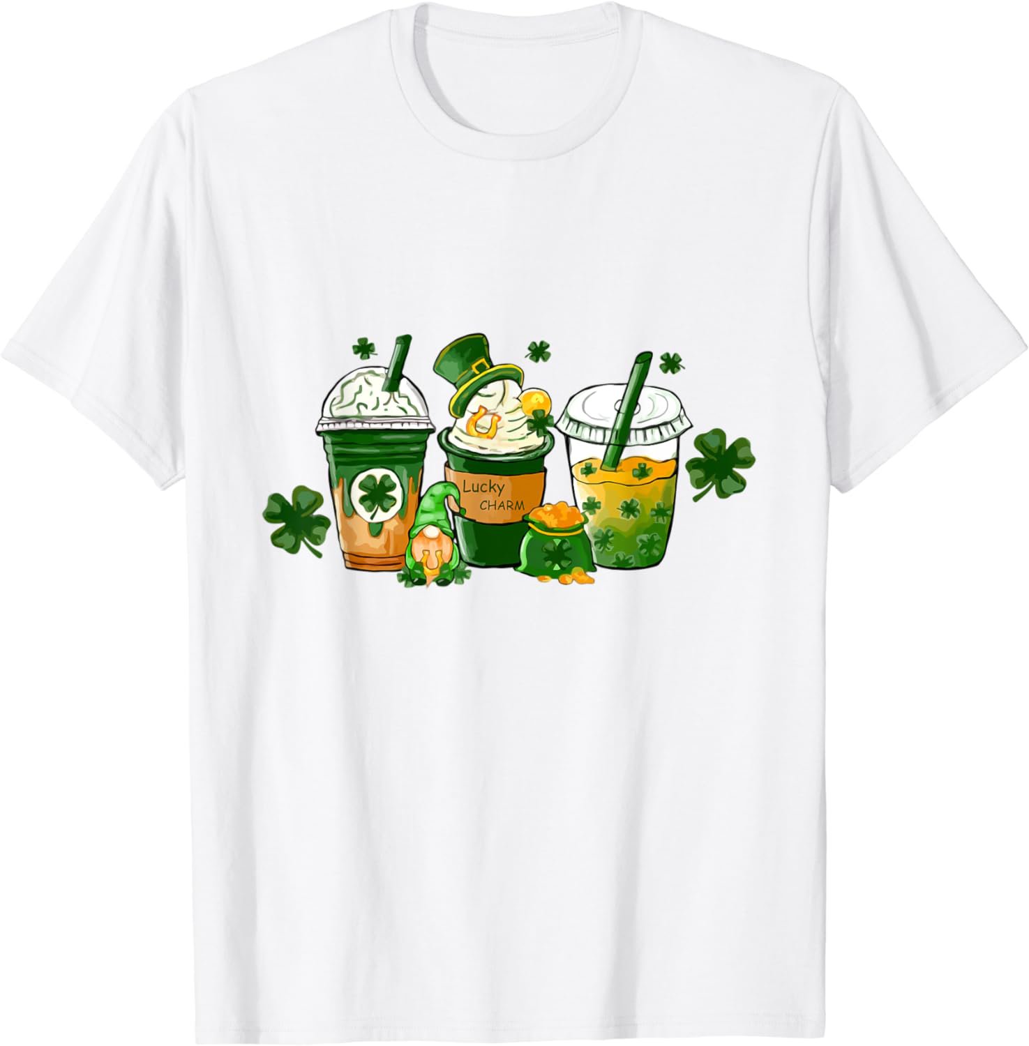 St Patrick's Day Coffee Lucky Latte Irish Shamrock For Women T-Shirt