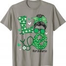 Funny Nurse St Patrick's Day Love Ortho Nurse Life Messy Bun T-Shirt