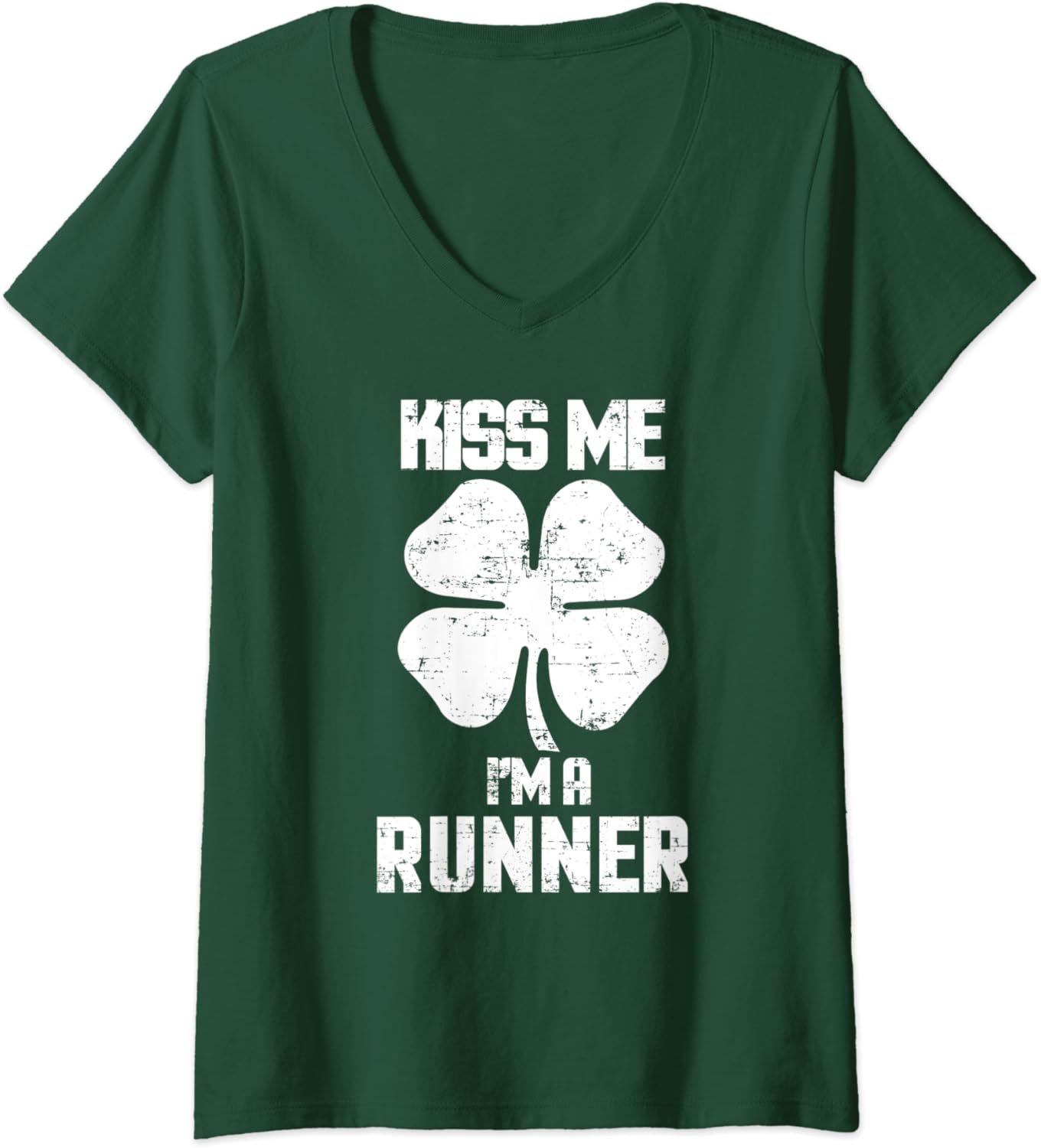 Womens Kiss Me Im A Runner Shirt St Patricks Day Clothes V-Neck T-Shirt