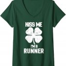 Womens Kiss Me Im A Runner Shirt St Patricks Day Clothes V-Neck T-Shirt