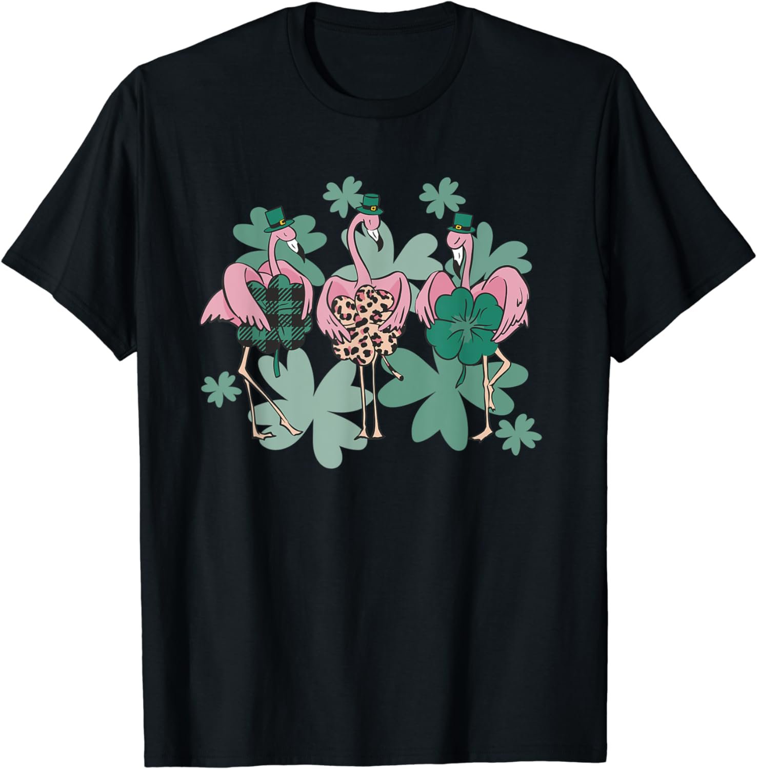 St. Patrick's Day Flamingo Irish Ireland Shamrock Clover T-Shirt