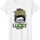 One Lucky Nana Irish Leopard Messy Bun St Patrick's Day 2022 T-Shirt