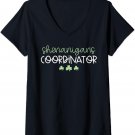 Womens Shenanigans Coordinator Funny Teacher St Patrick's Day V-Neck T-Shirt