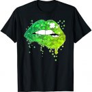 Saint Patrick's Day Shamrock Graphic Irish Sexy Lips Womens T-Shirt