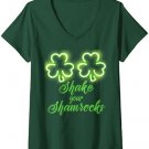Womens Funny Womens St Patricks Day Shake Your Shamrocks V-Neck T-Shirt