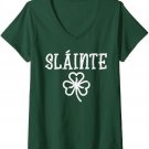 Womens Slainte Shamrock St Patricks Day Cheers Irish Men Women V-Neck T-Shirt