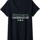 Womens Shenanigans Coordinator Funny Teacher St Patrick's Day V-Neck T-Shirt