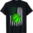 Retro USA Flag Basketball Shamrock Sports St. Patrick's Day T-Shirt
