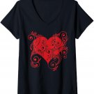 Womens Beautiful Ornate Heart Celebrate Love and Valentine's Day V-Neck T-Shirt
