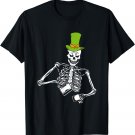 Skeleton Drinking Coffee St Patricks Day Irish Leprechaun T-Shirt