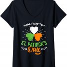 Womens Halfway to St Patricks Day Party September 17th V-Neck T-Shirt